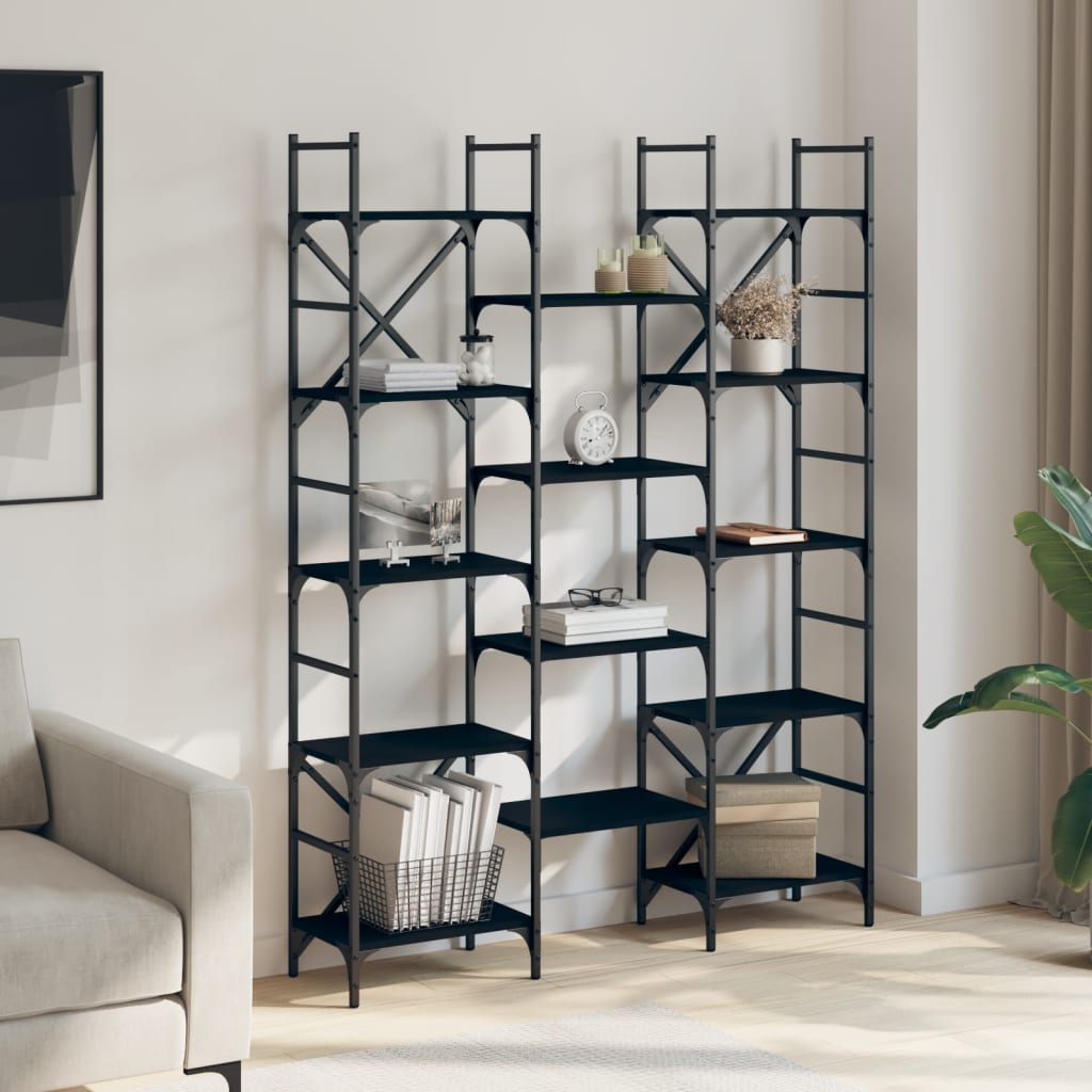 Bibliothèque noir 127,5x28,5x172,5 cm bois d'ingénierie - XIOS