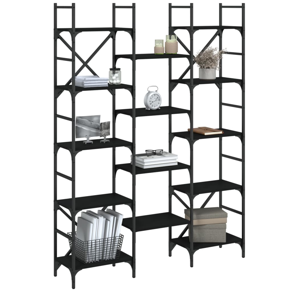 Bibliothèque noir 127,5x28,5x172,5 cm bois d'ingénierie - XIOS
