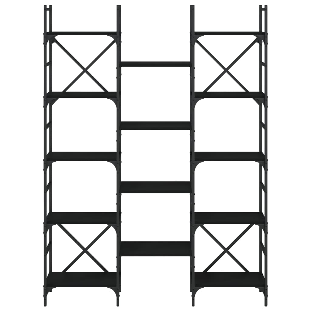 Bibliothèque noir 127,5x28,5x172,5 cm bois d'ingénierie - XIOS