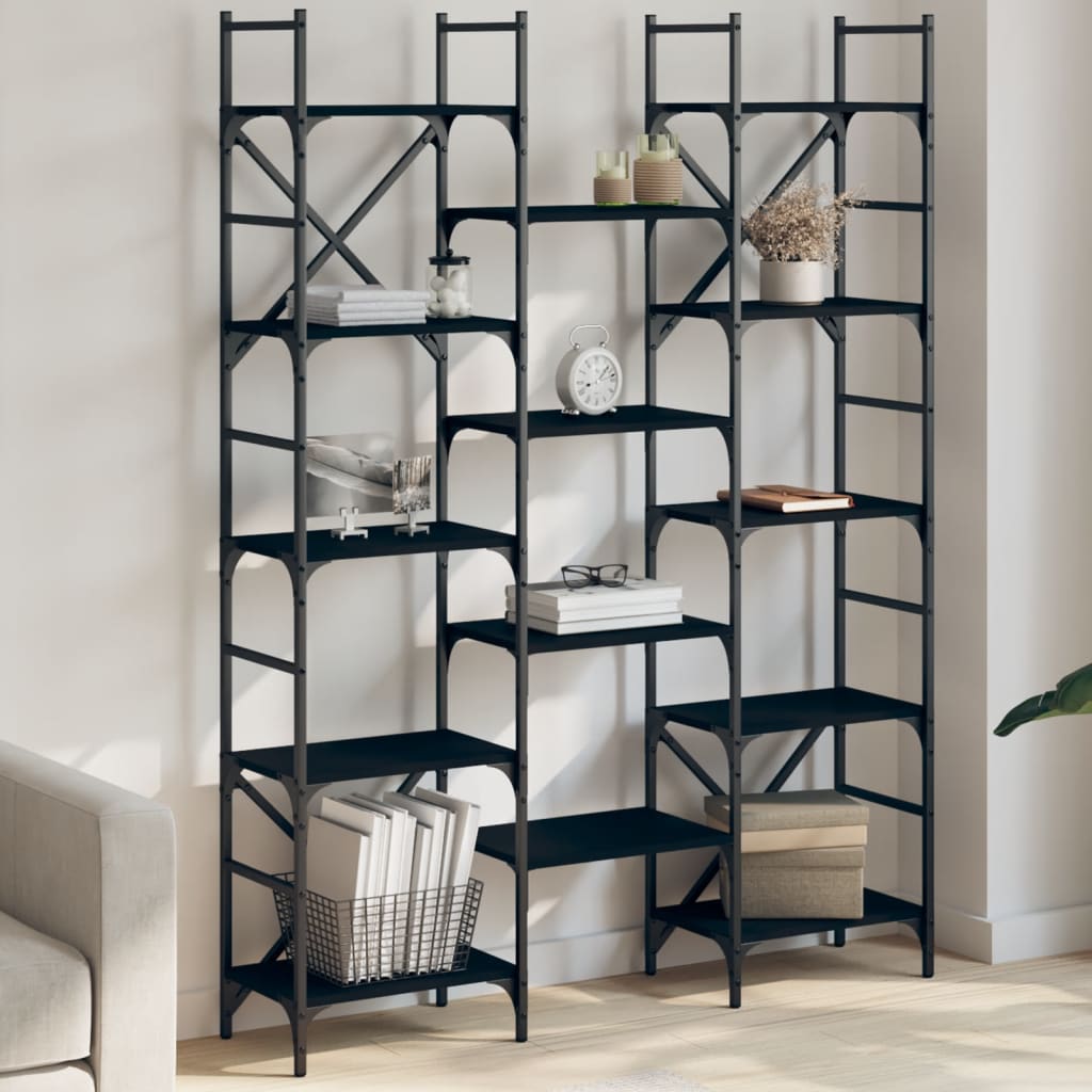 Bibliothèque noir 127,5x28,5x172,5 cm bois d'ingénierie - XIOS