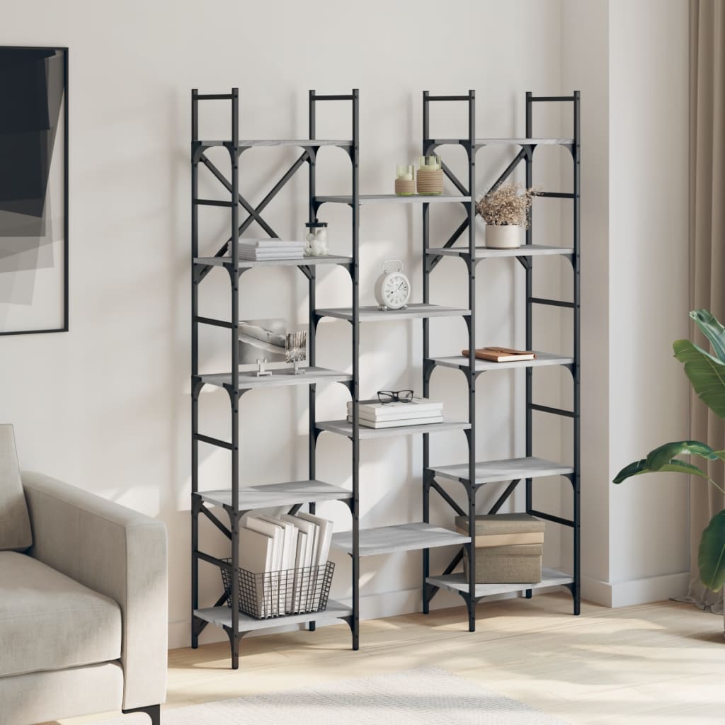 Bibliothèque sonoma gris 127,5x28,5x172,5 cm bois d'ingénierie - XIOS