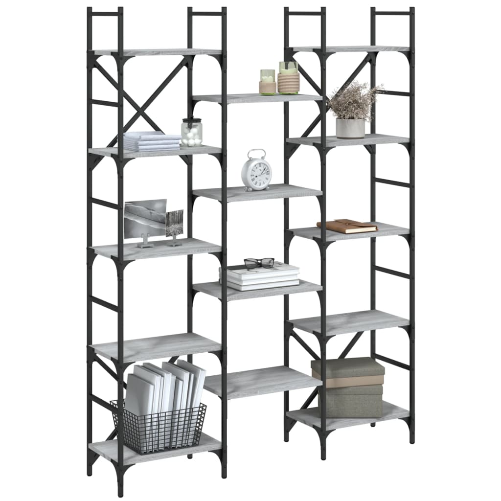 Bibliothèque sonoma gris 127,5x28,5x172,5 cm bois d'ingénierie - XIOS