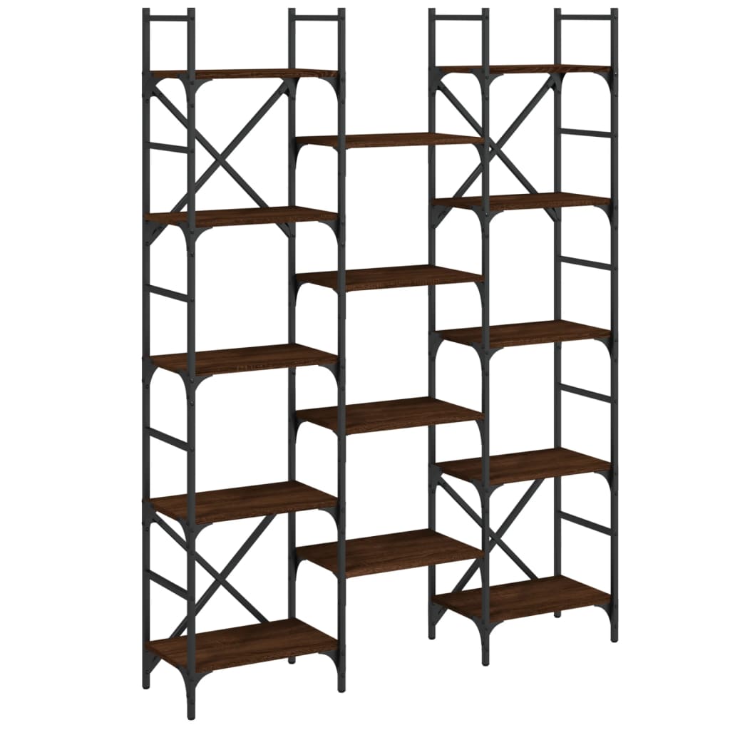 Bibliothèque chêne marron 127,5x28,5x172,5 cm bois d'ingénierie - XIOS