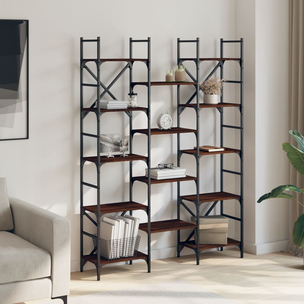 Bibliothèque chêne marron 127,5x28,5x172,5 cm bois d'ingénierie - XIOS