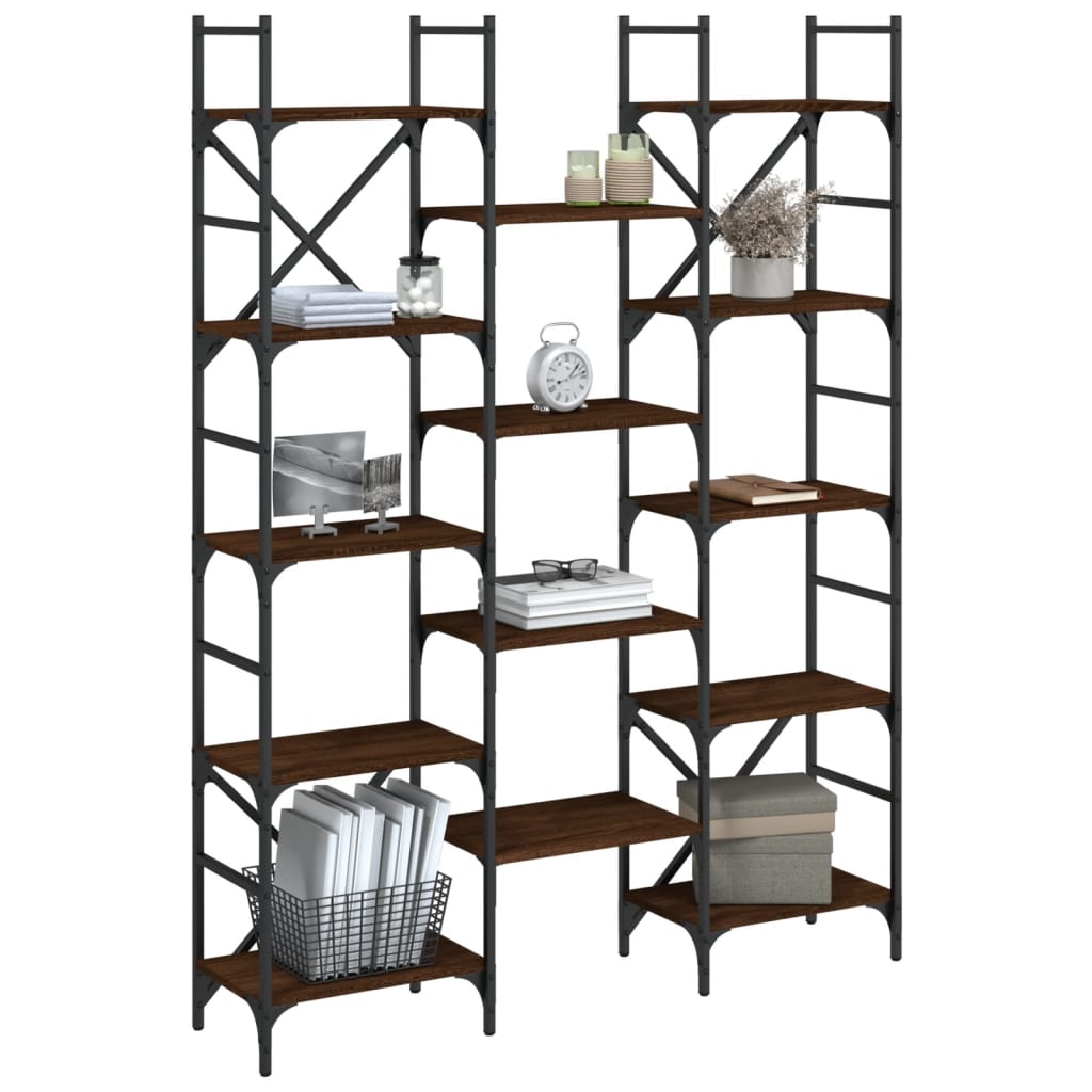 Bibliothèque chêne marron 127,5x28,5x172,5 cm bois d'ingénierie - XIOS