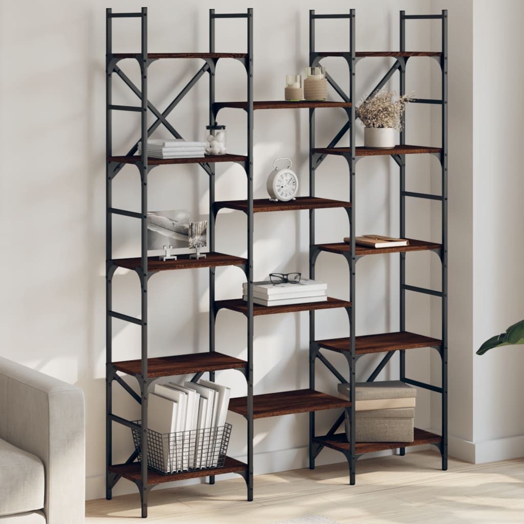 Bibliothèque chêne marron 127,5x28,5x172,5 cm bois d'ingénierie - XIOS