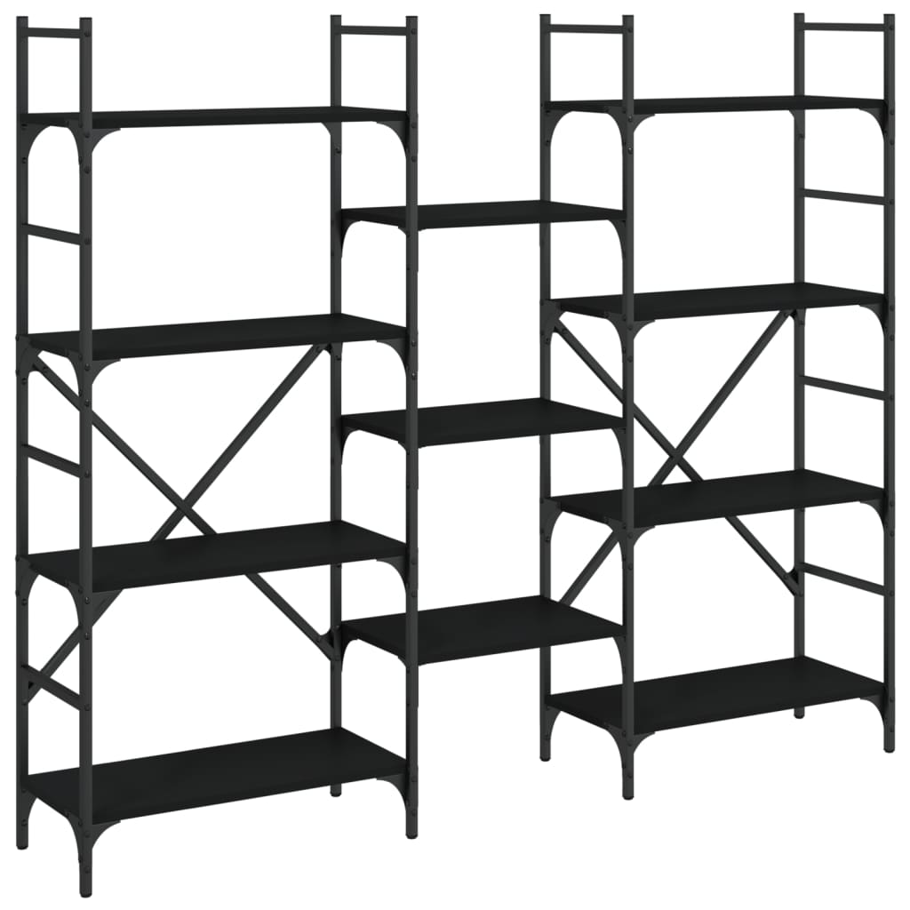 Bibliothèque noir 160x28,5x136,5 cm bois d'ingénierie - XIOS