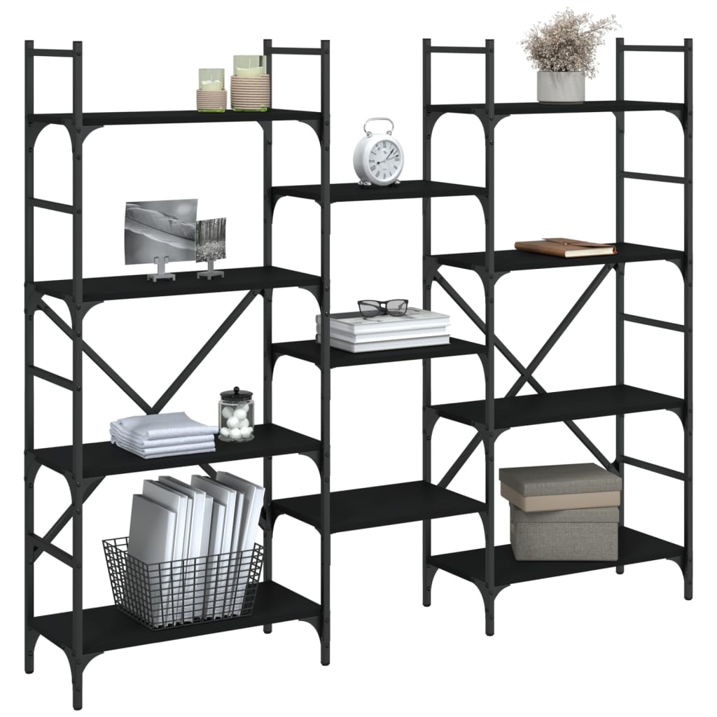 Bibliothèque noir 160x28,5x136,5 cm bois d'ingénierie - XIOS