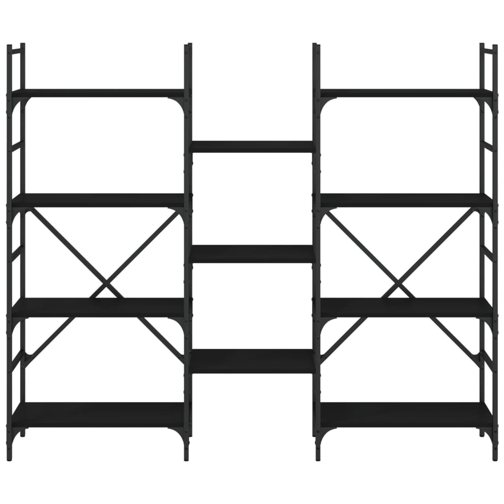 Bibliothèque noir 160x28,5x136,5 cm bois d'ingénierie - XIOS