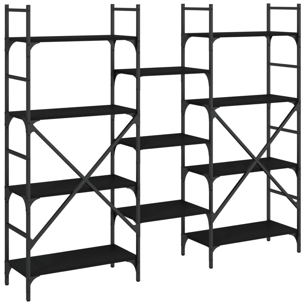 Bibliothèque noir 160x28,5x136,5 cm bois d'ingénierie - XIOS