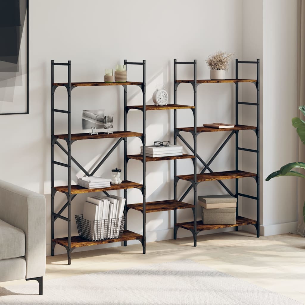 Bibliothèque chêne fumé 160x28,5x136,5 cm bois d'ingénierie - XIOS