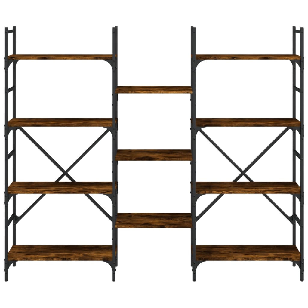 Bibliothèque chêne fumé 160x28,5x136,5 cm bois d'ingénierie - XIOS