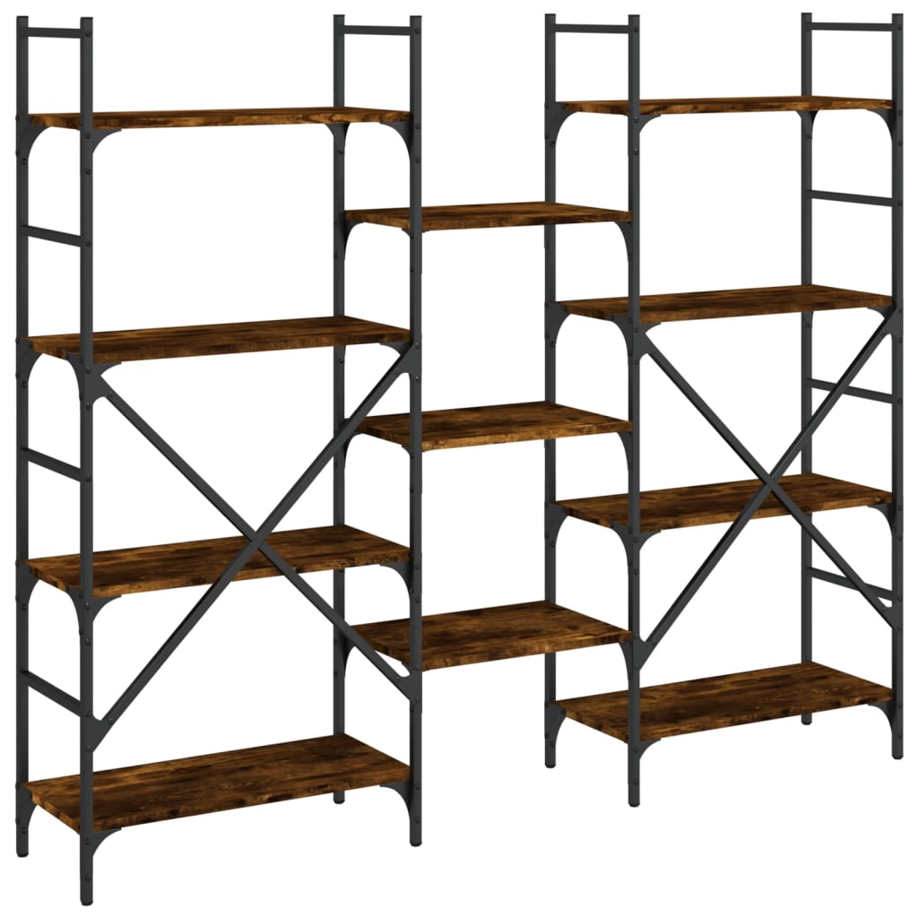 Bibliothèque chêne fumé 160x28,5x136,5 cm bois d'ingénierie - XIOS