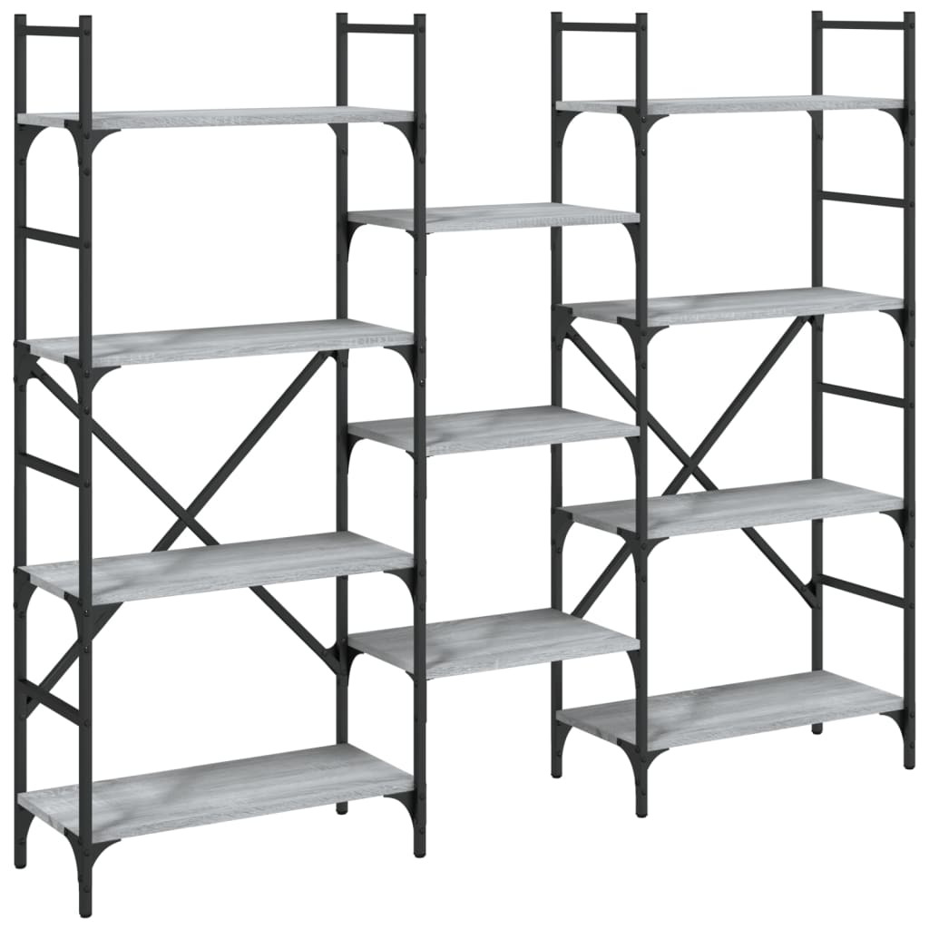 Bibliothèque sonoma gris 160x28,5x136,5 cm bois d'ingénierie - XIOS