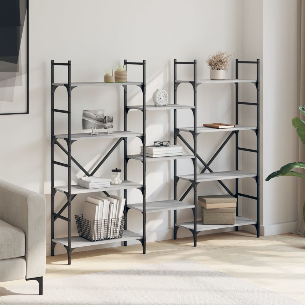 Bibliothèque sonoma gris 160x28,5x136,5 cm bois d'ingénierie - XIOS