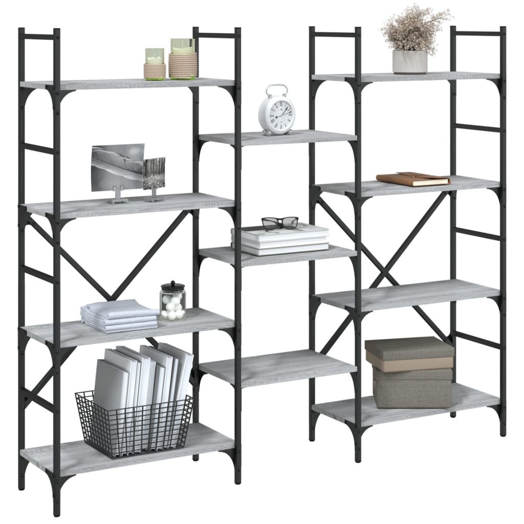 Bibliothèque sonoma gris 160x28,5x136,5 cm bois d'ingénierie - XIOS