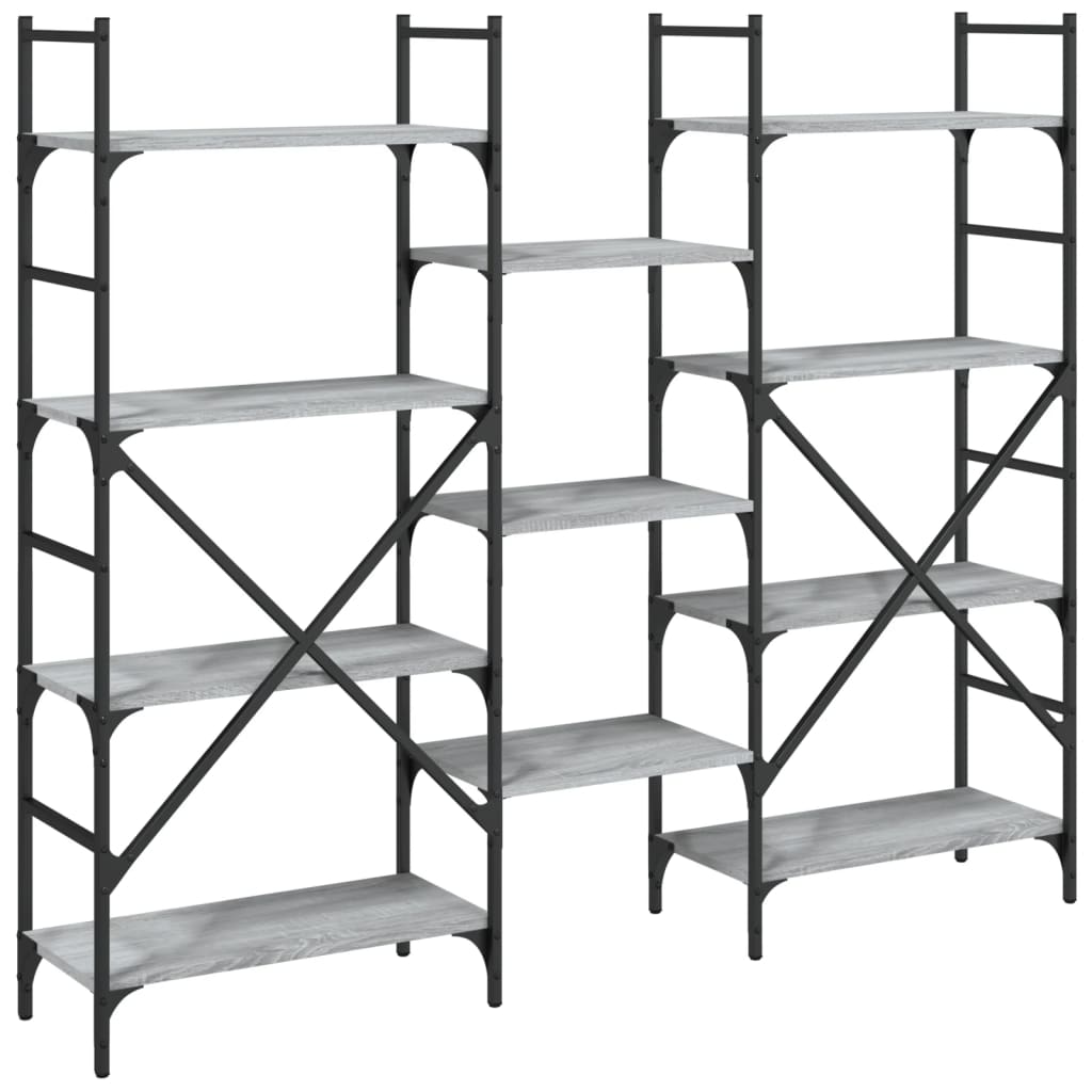 Bibliothèque sonoma gris 160x28,5x136,5 cm bois d'ingénierie - XIOS