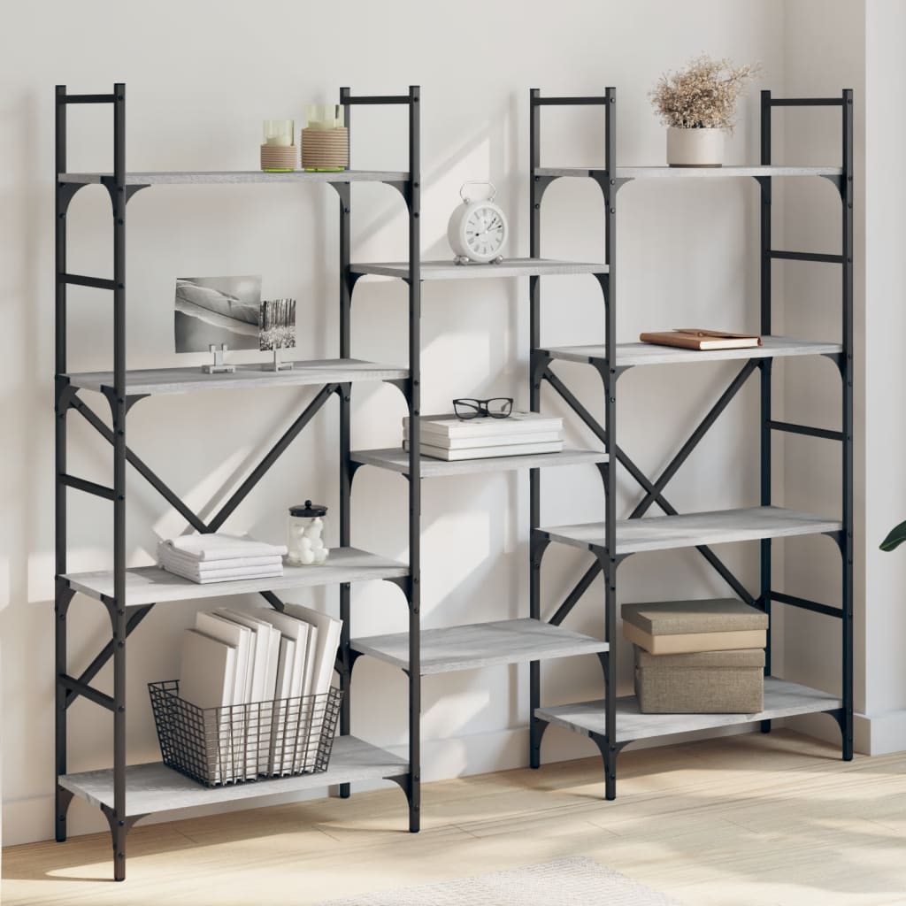 Bibliothèque sonoma gris 160x28,5x136,5 cm bois d'ingénierie - XIOS