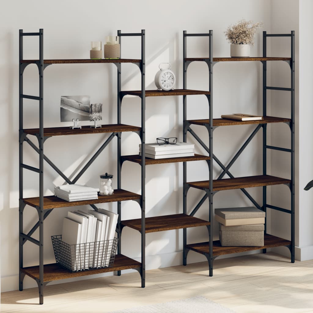 Bibliothèque chêne marron 160x28,5x136,5 cm bois d'ingénierie - XIOS