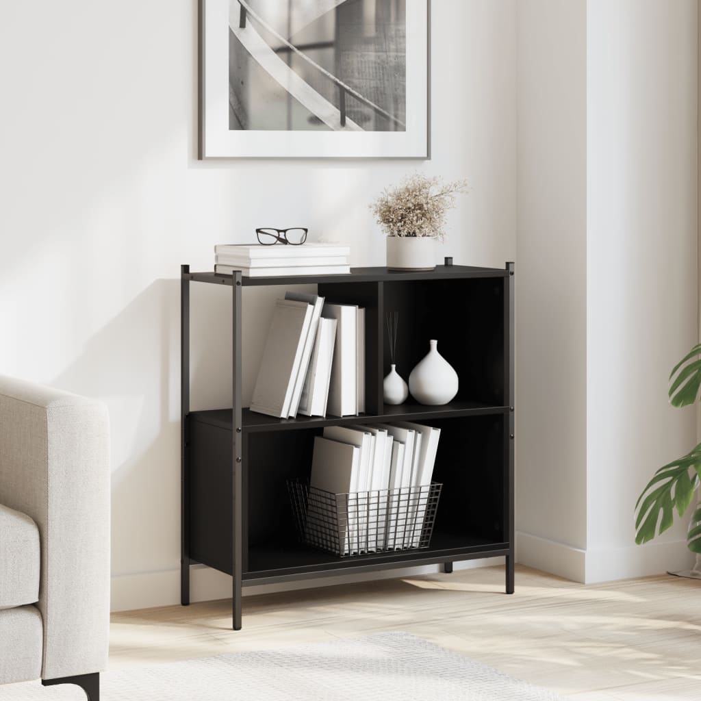 Bibliothèque noir 72x28x77,5 cm bois d'ingénierie - XIOS