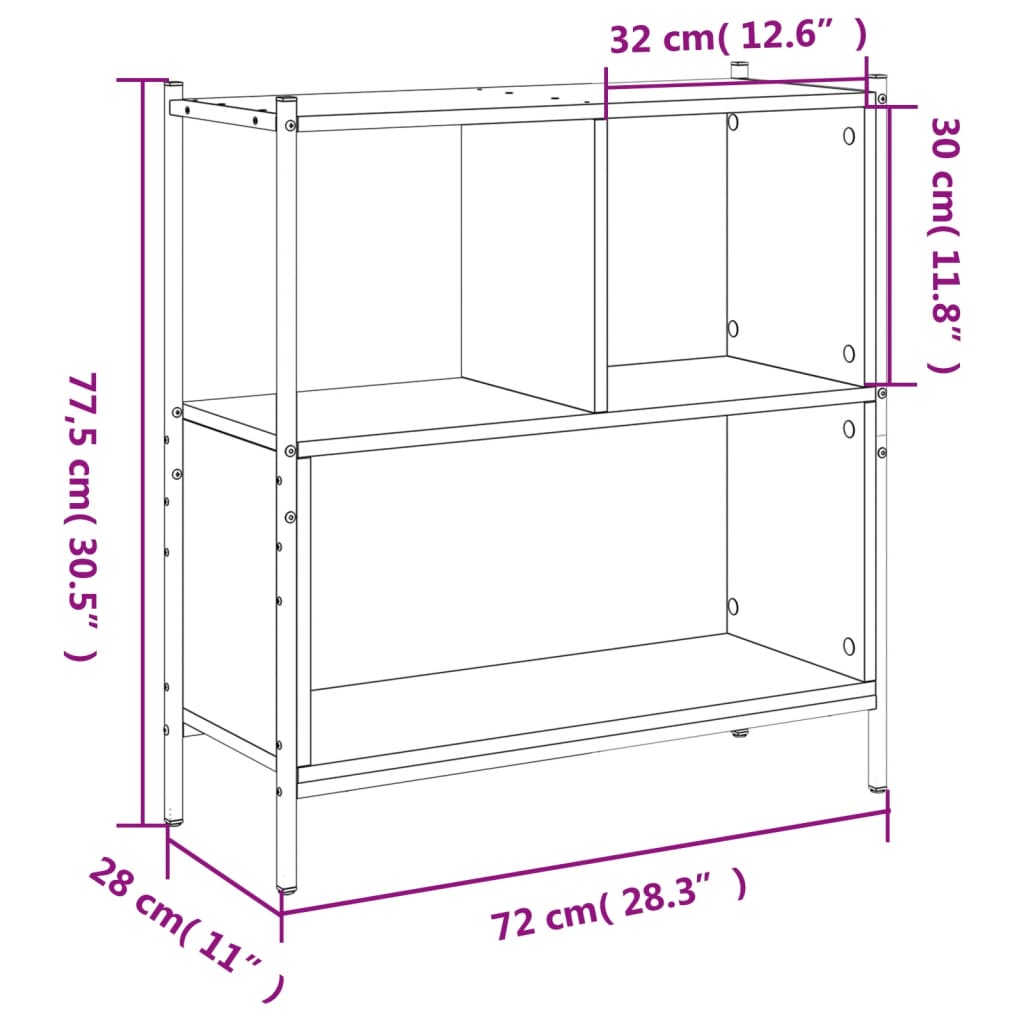 Bibliothèque chêne fumé 72x28x77,5 cm bois d'ingénierie - XIOS