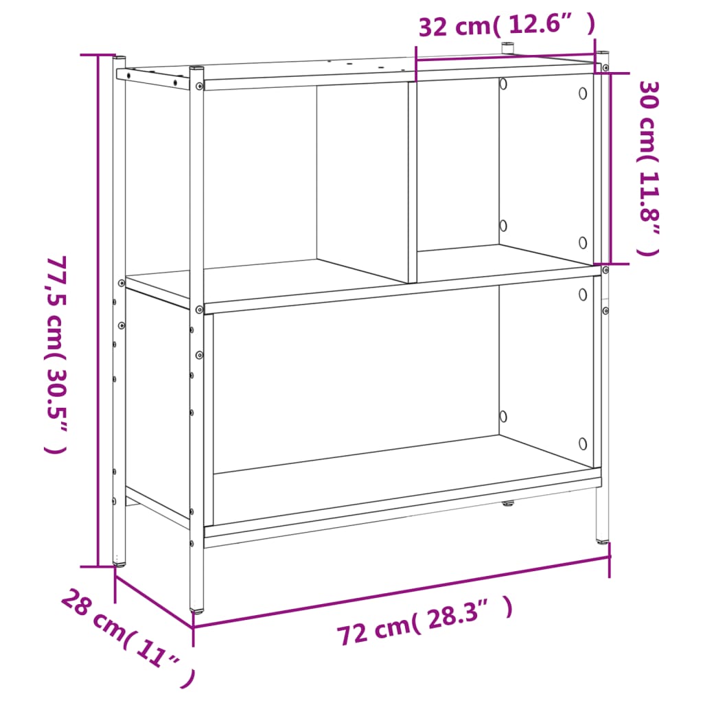 Bibliothèque chêne marron 72x28x77,5 cm bois d'ingénierie - XIOS