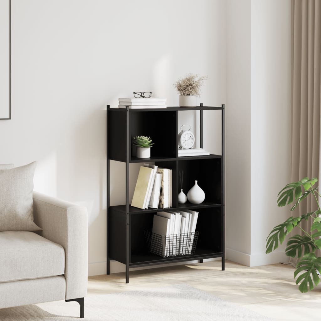 Bibliothèque noir 72x28x109 cm bois d'ingénierie - XIOS