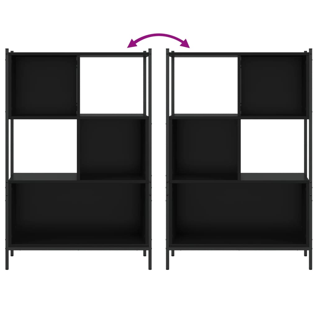 Bibliothèque noir 72x28x109 cm bois d'ingénierie - XIOS