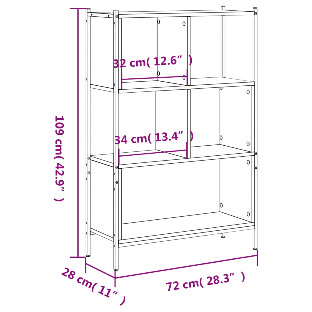 Bibliothèque chêne marron 72x28x109 cm bois d'ingénierie - XIOS