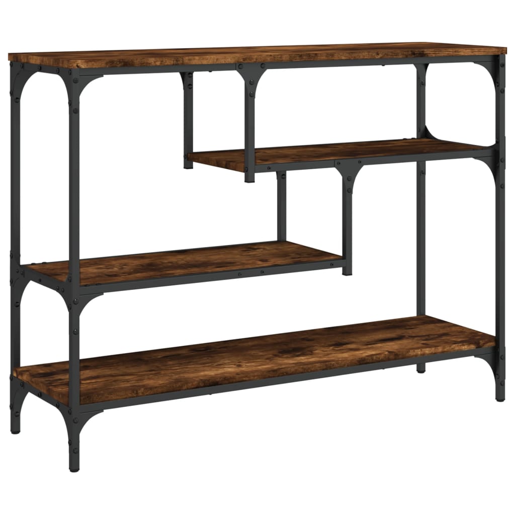 Table console chêne fumé 100x30x75 cm bois d'ingénierie - XIOS