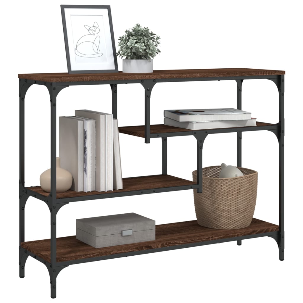 Table console chêne marron 100x30x75 cm bois d'ingénierie - XIOS