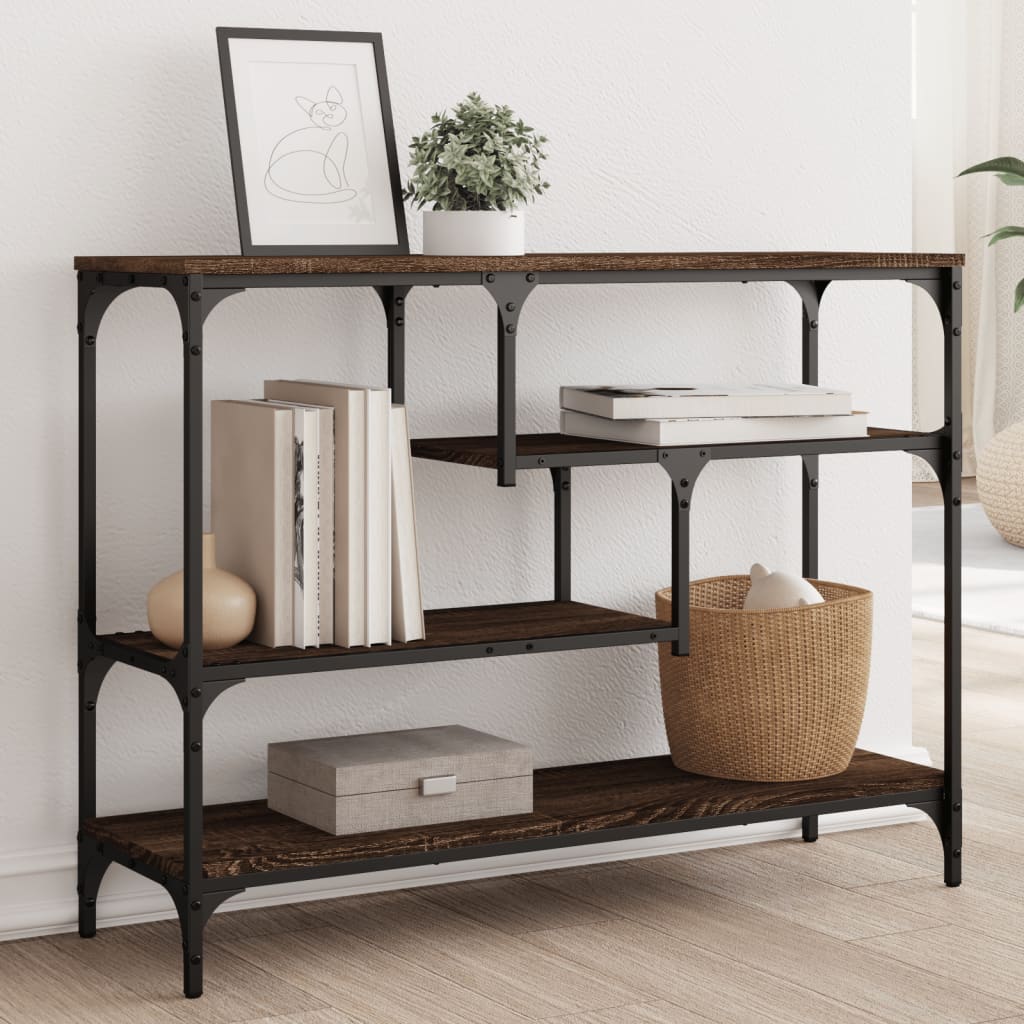 Table console chêne marron 100x30x75 cm bois d'ingénierie - XIOS
