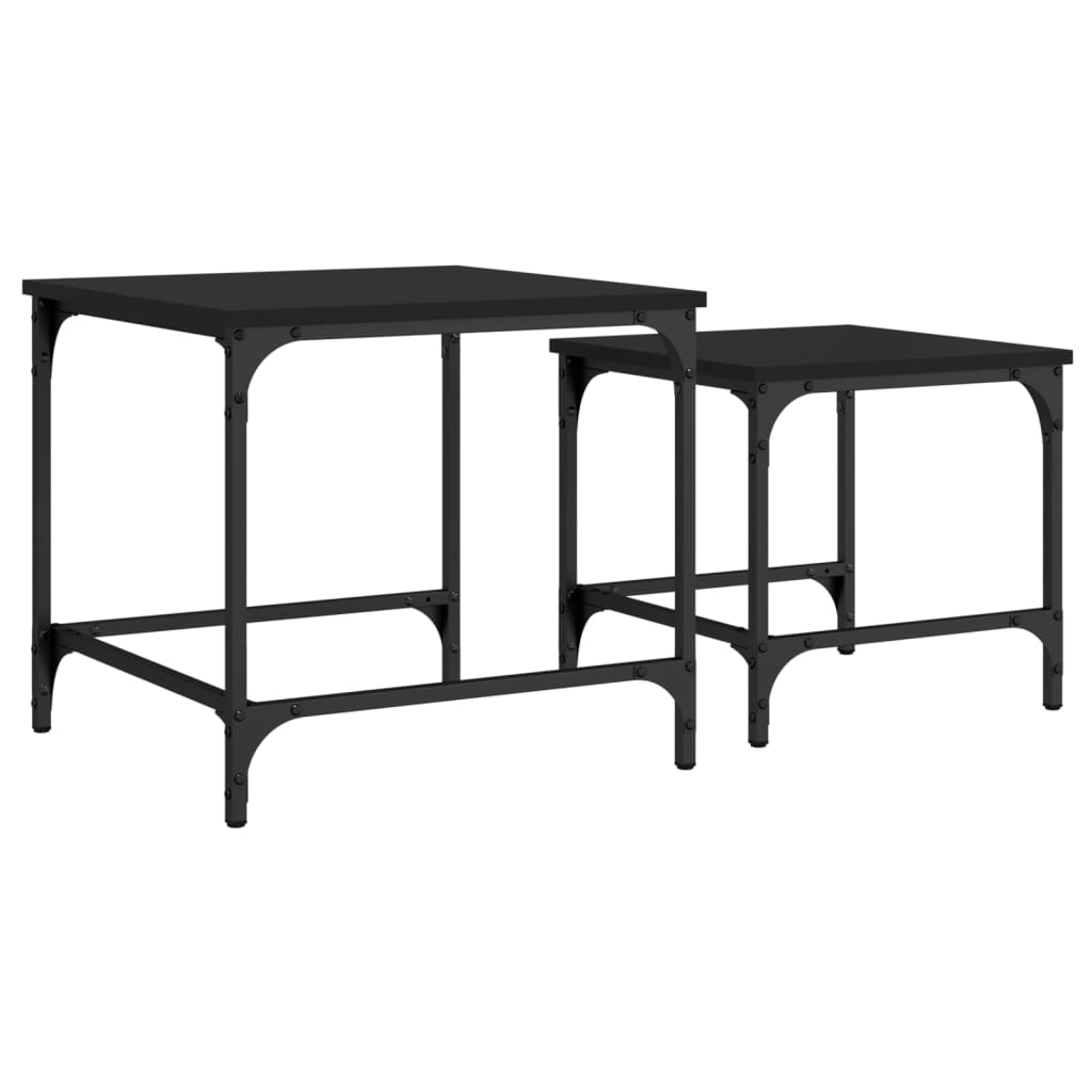 Tables basses gigognes 2 pcs noir bois d'ingénierie - XIOS