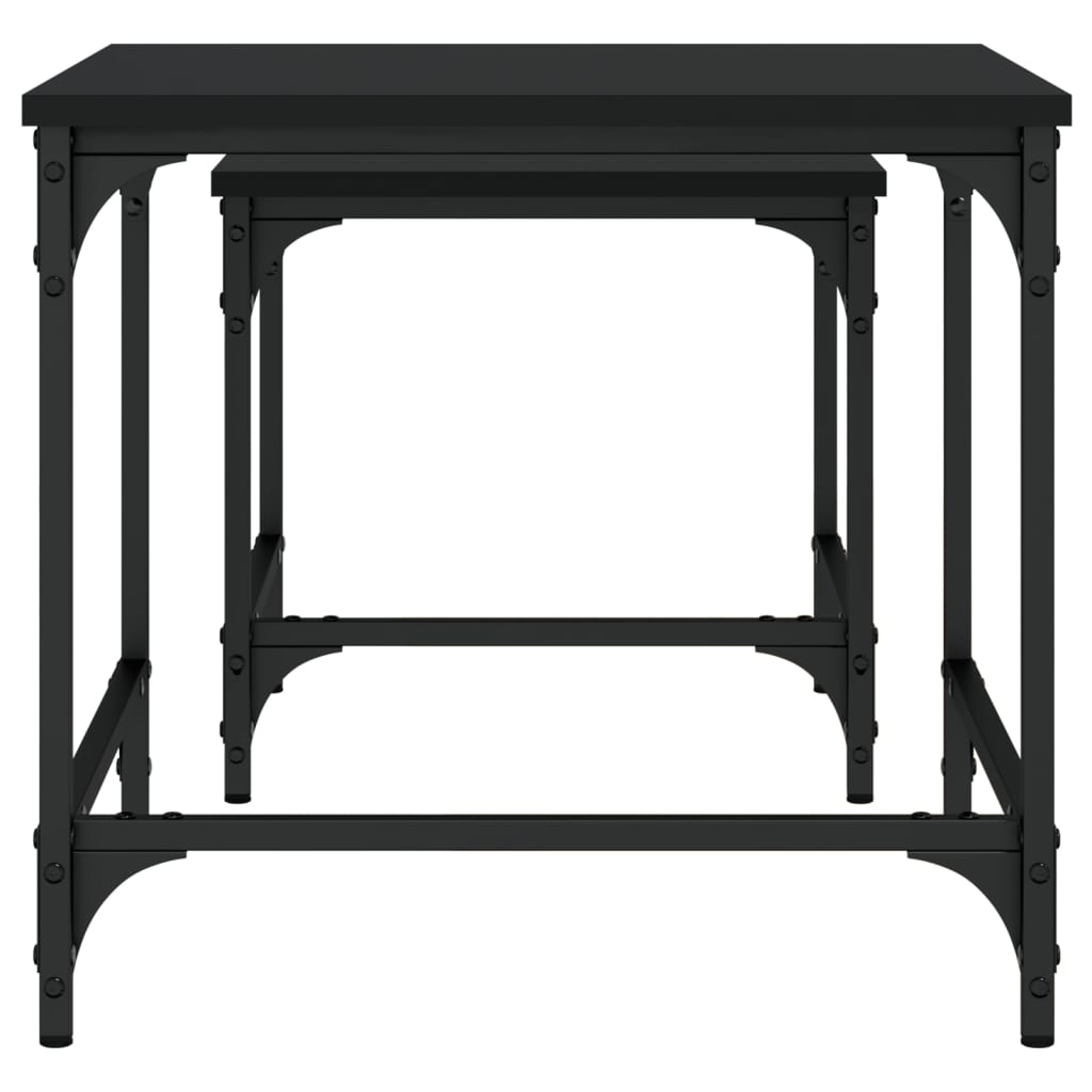 Tables basses gigognes 2 pcs noir bois d'ingénierie - XIOS