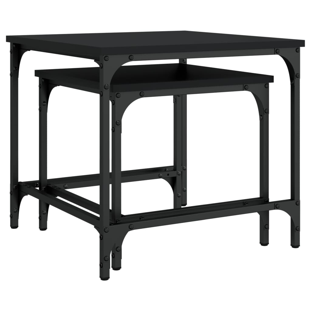 Tables basses gigognes 2 pcs noir bois d'ingénierie - XIOS