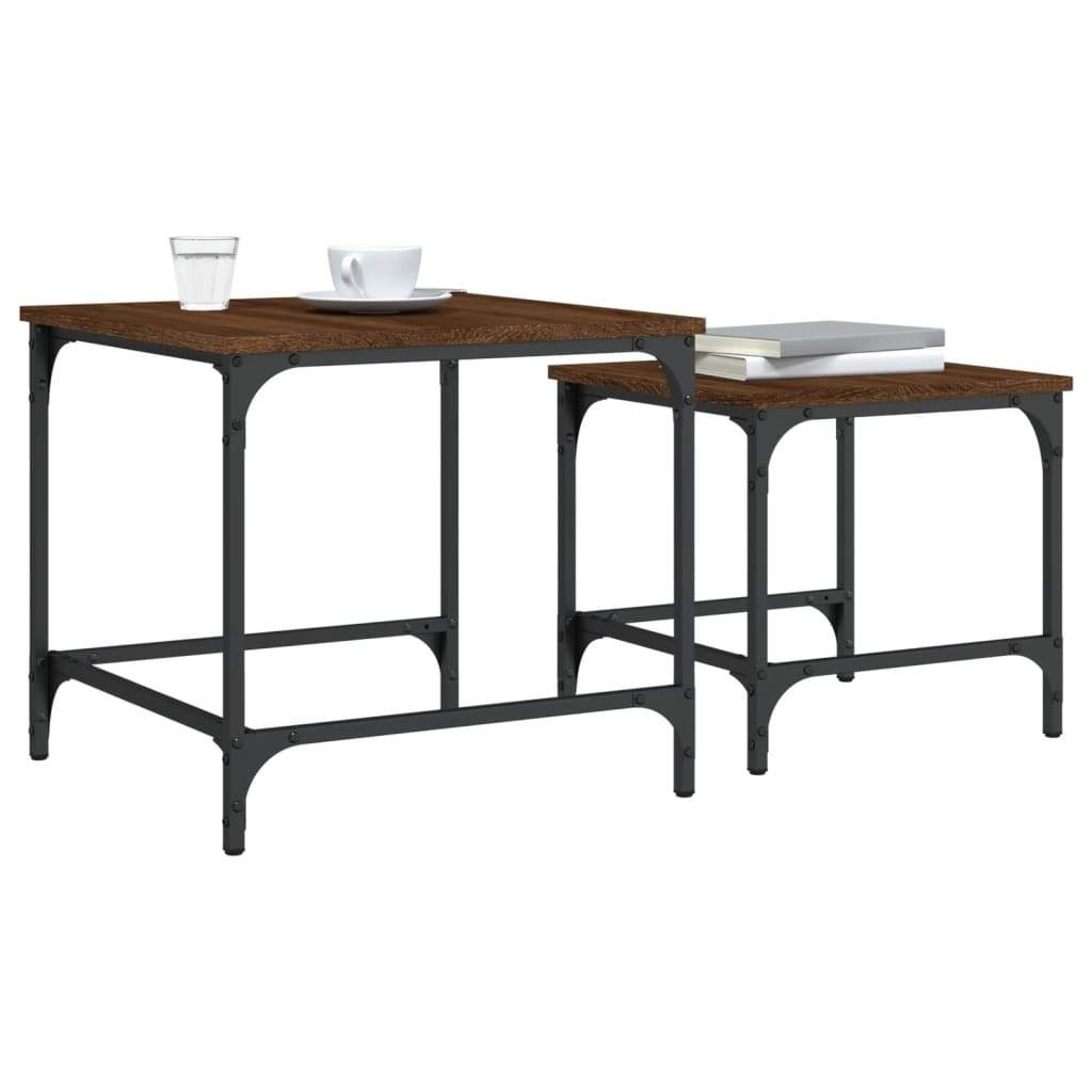 Tables basses gigognes 2 pcs chêne marron bois d'ingénierie - XIOS