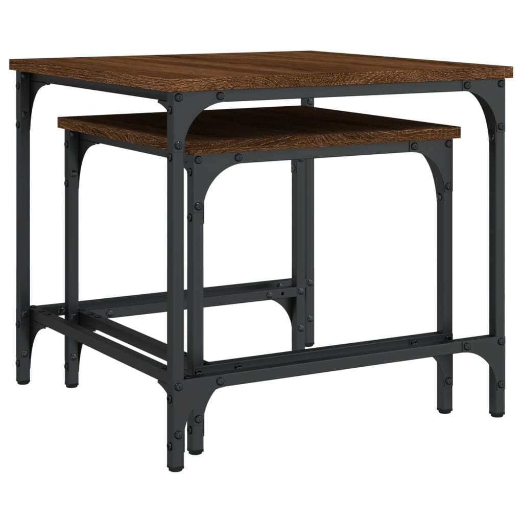 Tables basses gigognes 2 pcs chêne marron bois d'ingénierie - XIOS