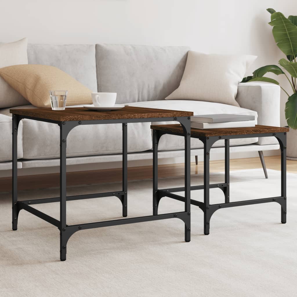 Tables basses gigognes 2 pcs chêne marron bois d'ingénierie - XIOS