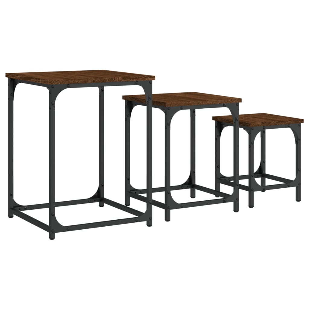 Tables basses gigognes 3 pcs chêne marron bois d'ingénierie - XIOS