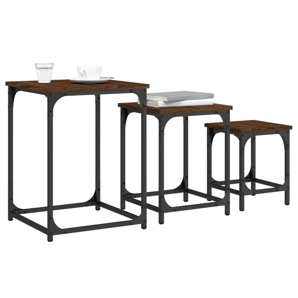 Tables basses gigognes 3 pcs chêne marron bois d'ingénierie - XIOS