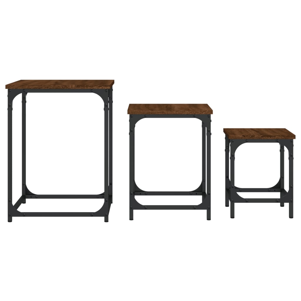 Tables basses gigognes 3 pcs chêne marron bois d'ingénierie - XIOS