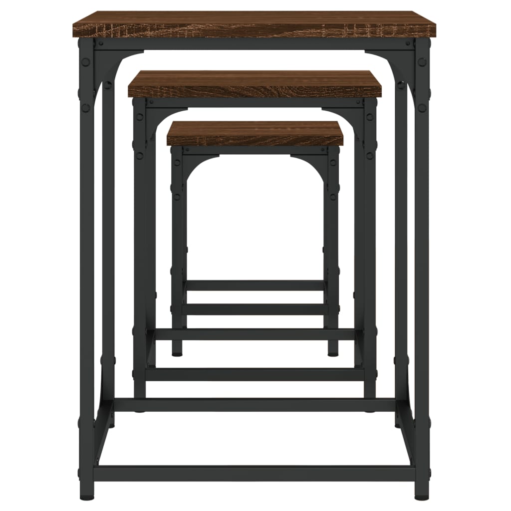 Tables basses gigognes 3 pcs chêne marron bois d'ingénierie - XIOS