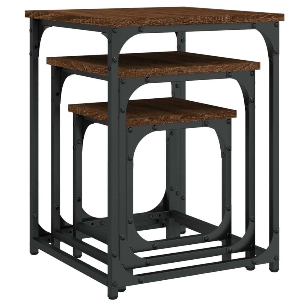Tables basses gigognes 3 pcs chêne marron bois d'ingénierie - XIOS