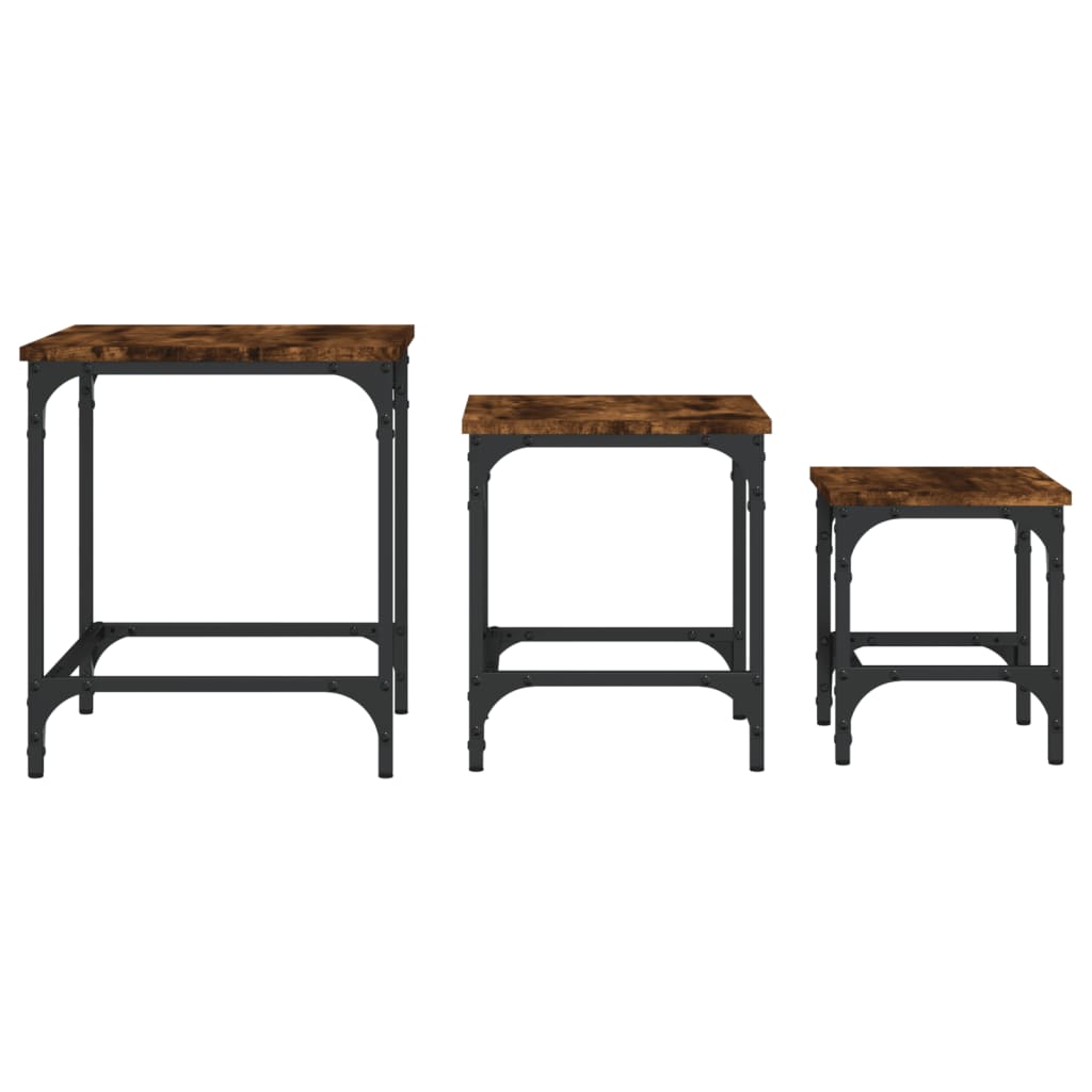 Tables basses gigognes 3 pcs chêne fumé bois d'ingénierie - XIOS