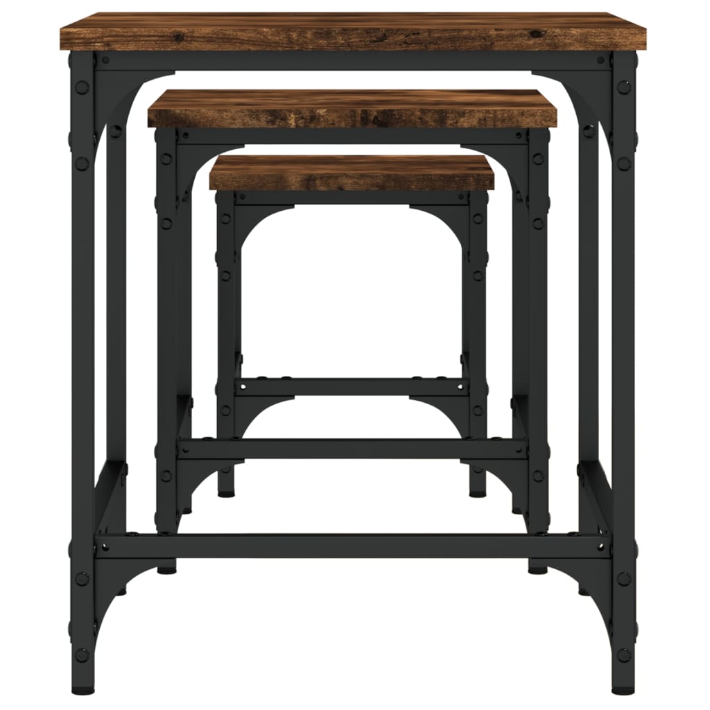 Tables basses gigognes 3 pcs chêne fumé bois d'ingénierie - XIOS