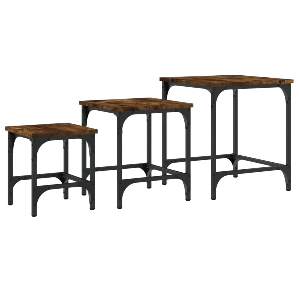 Tables basses gigognes 3 pcs chêne fumé bois d'ingénierie - XIOS