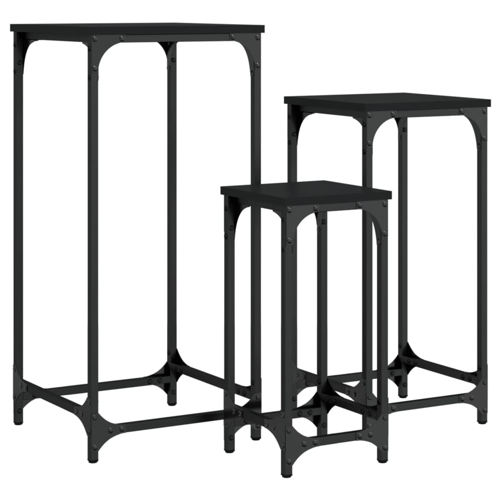 Tables d’appoint gigognes 3 pcs noir bois d'ingénierie - XIOS