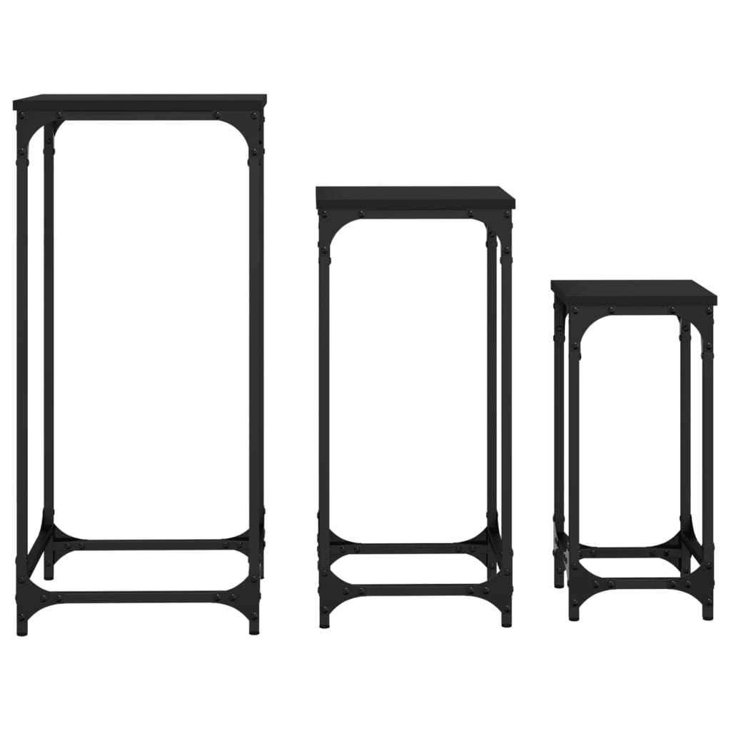 Tables d’appoint gigognes 3 pcs noir bois d'ingénierie - XIOS