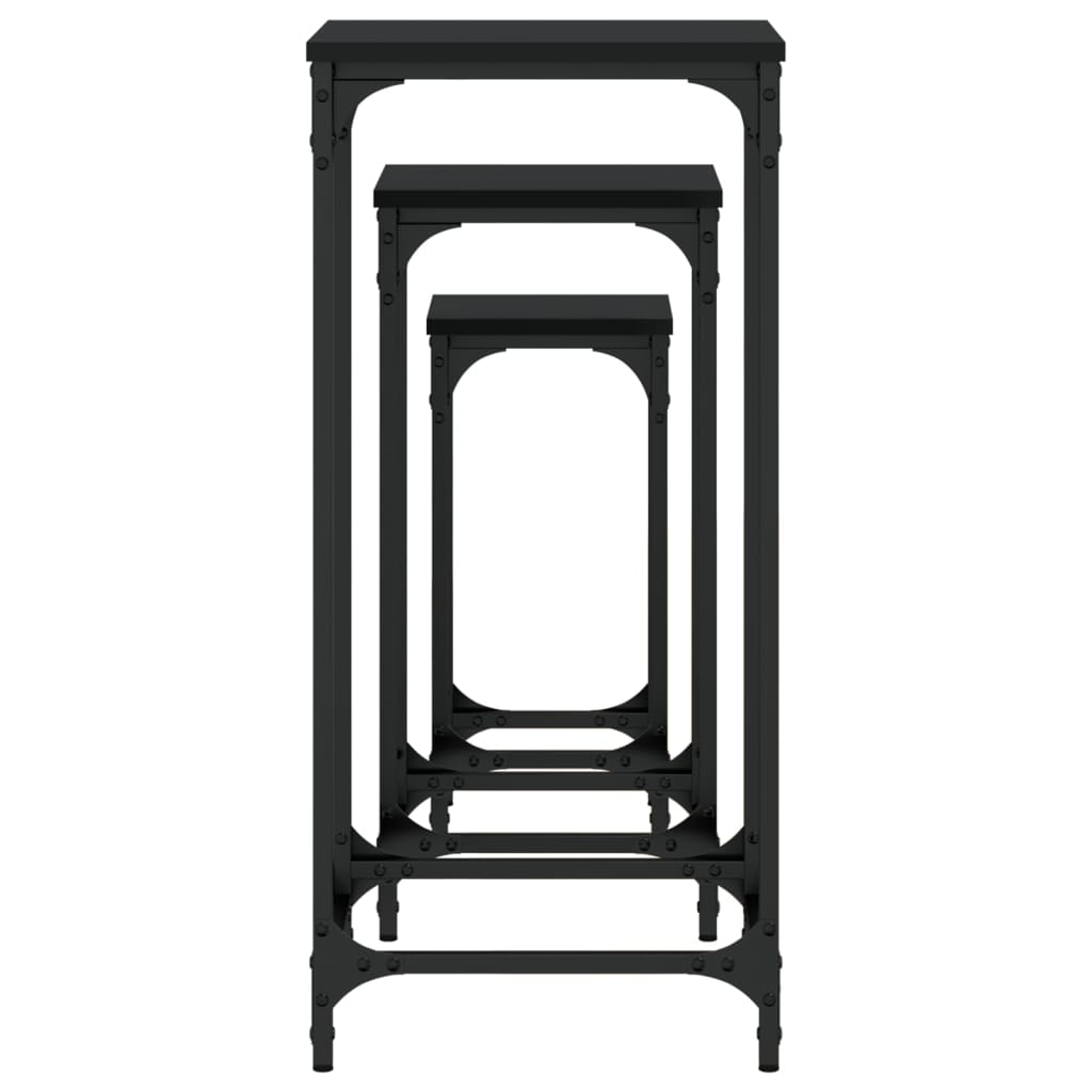 Tables d’appoint gigognes 3 pcs noir bois d'ingénierie - XIOS