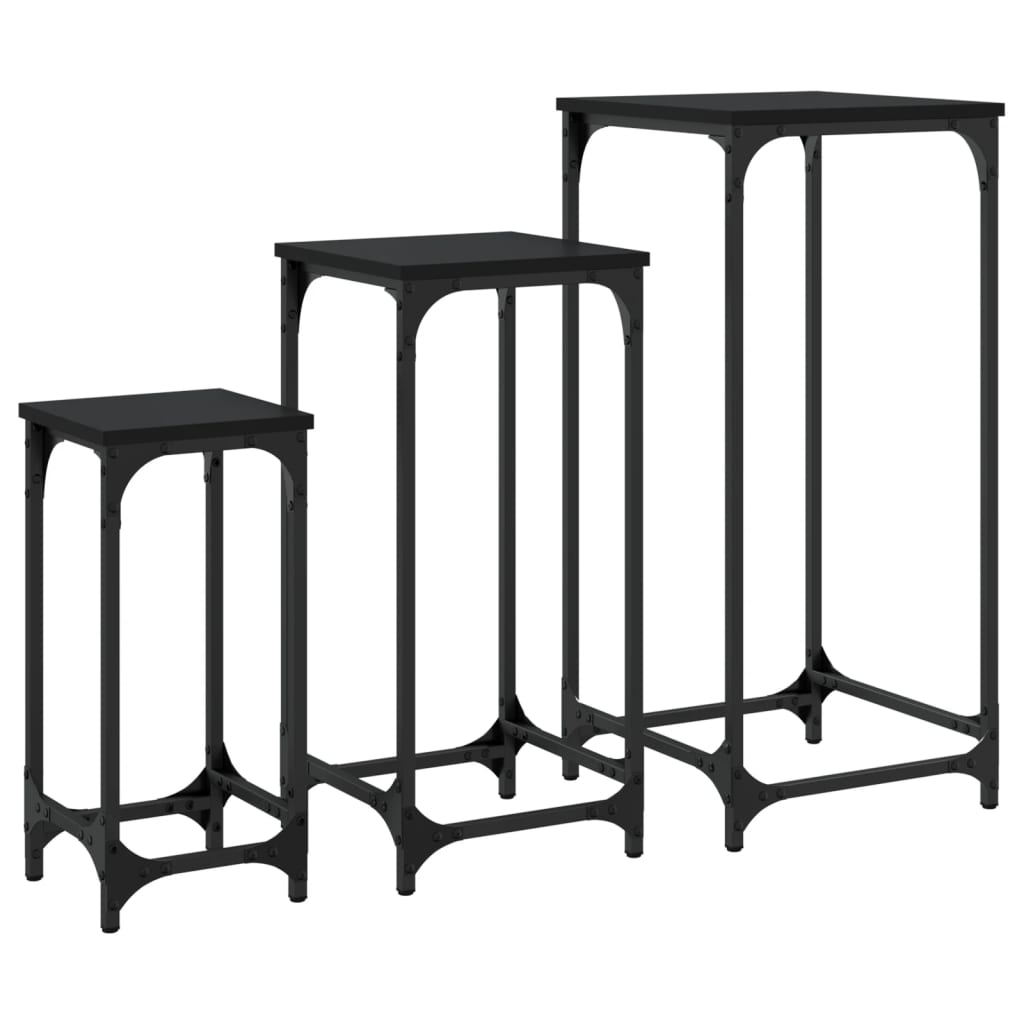 Tables d’appoint gigognes 3 pcs noir bois d'ingénierie - XIOS